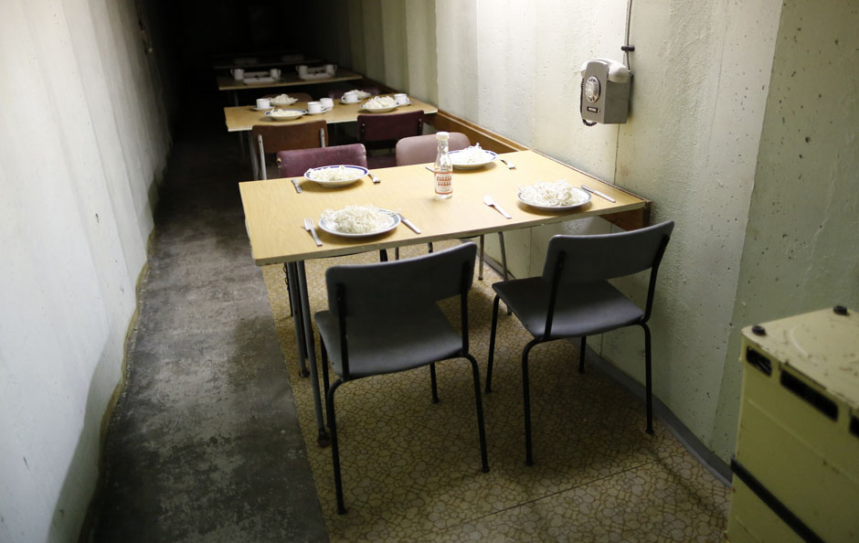 A dining room is pictured at the 'Bunker-Museum' in Rennsteighoehe near the eastern city of Ilmenau