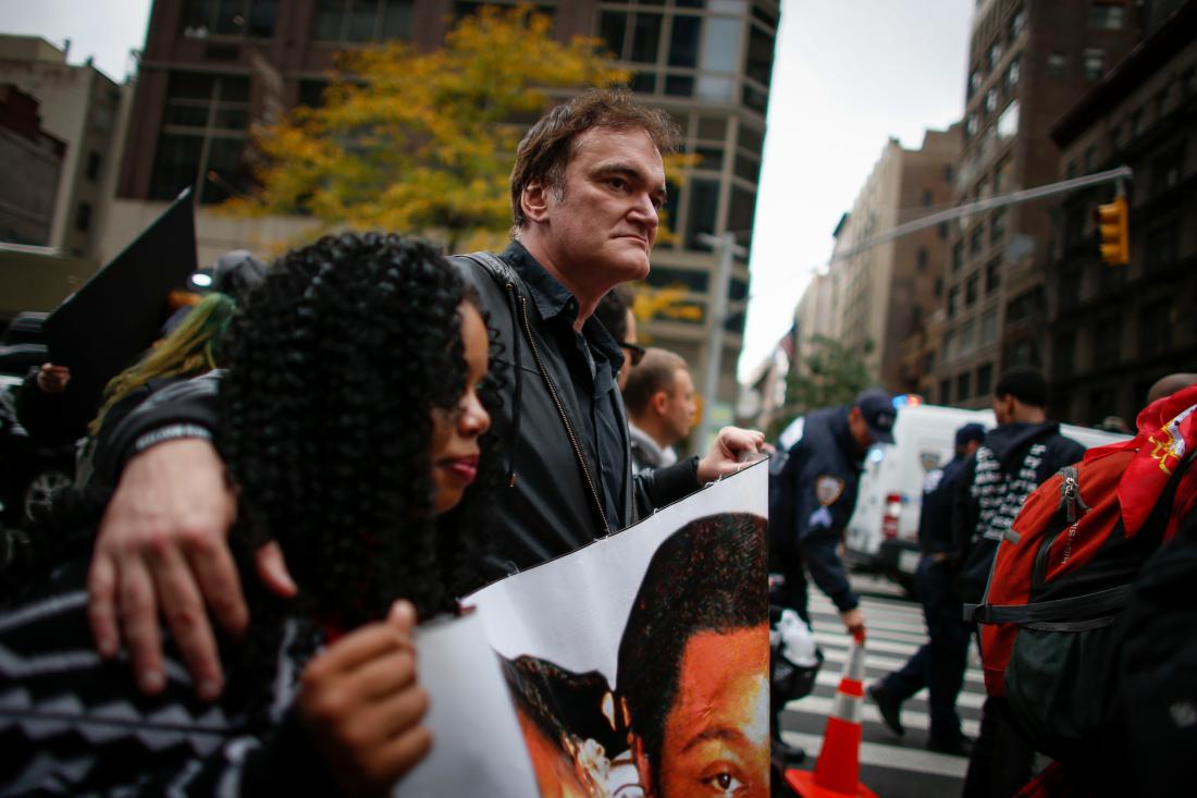 NEW YORK, NY - OCTOBER 24: Director Quentin Tarantino attends a protest to denounce police brutality in Manhattan October 24, 2015 in New York City. The rally is part of a three-day demonstration against officer-involved abuse and killing. (Photo by Kena Betancur/Getty Images)